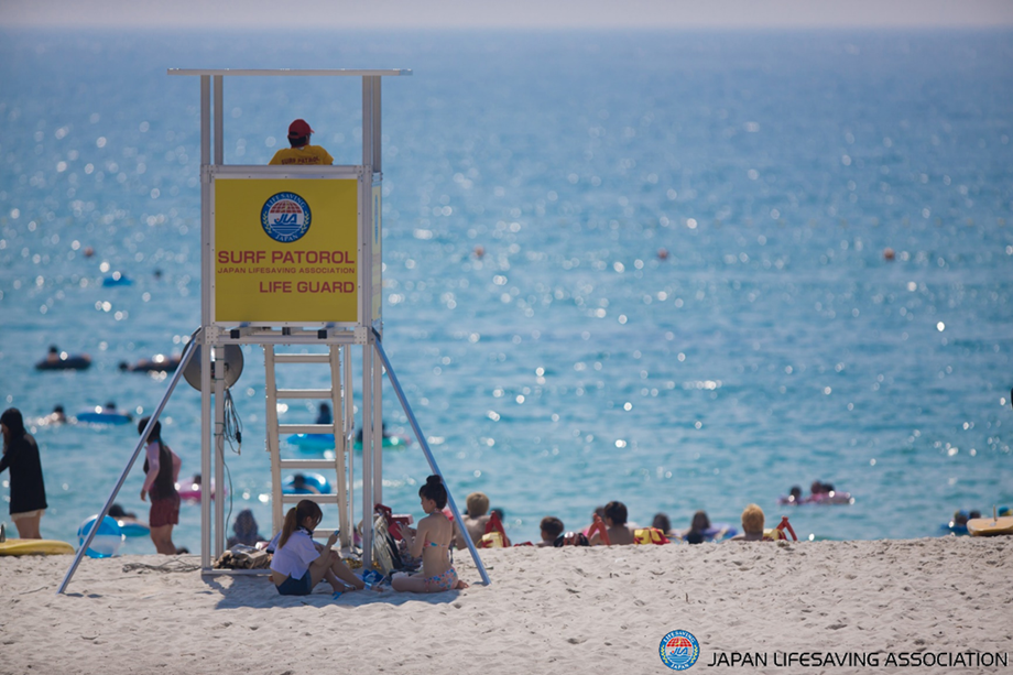 Japan lifesaving association surf patrol on the beach